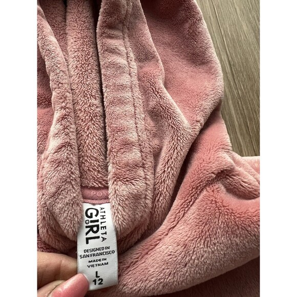 Athleta Girl Kids Size Large 12 Pink Sweatshirt Pullover Hoodie Plush Fleece - Picture 4 of 5